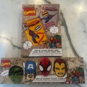 Marvel cookie cutters from William Sonoma .
Unopened full sets